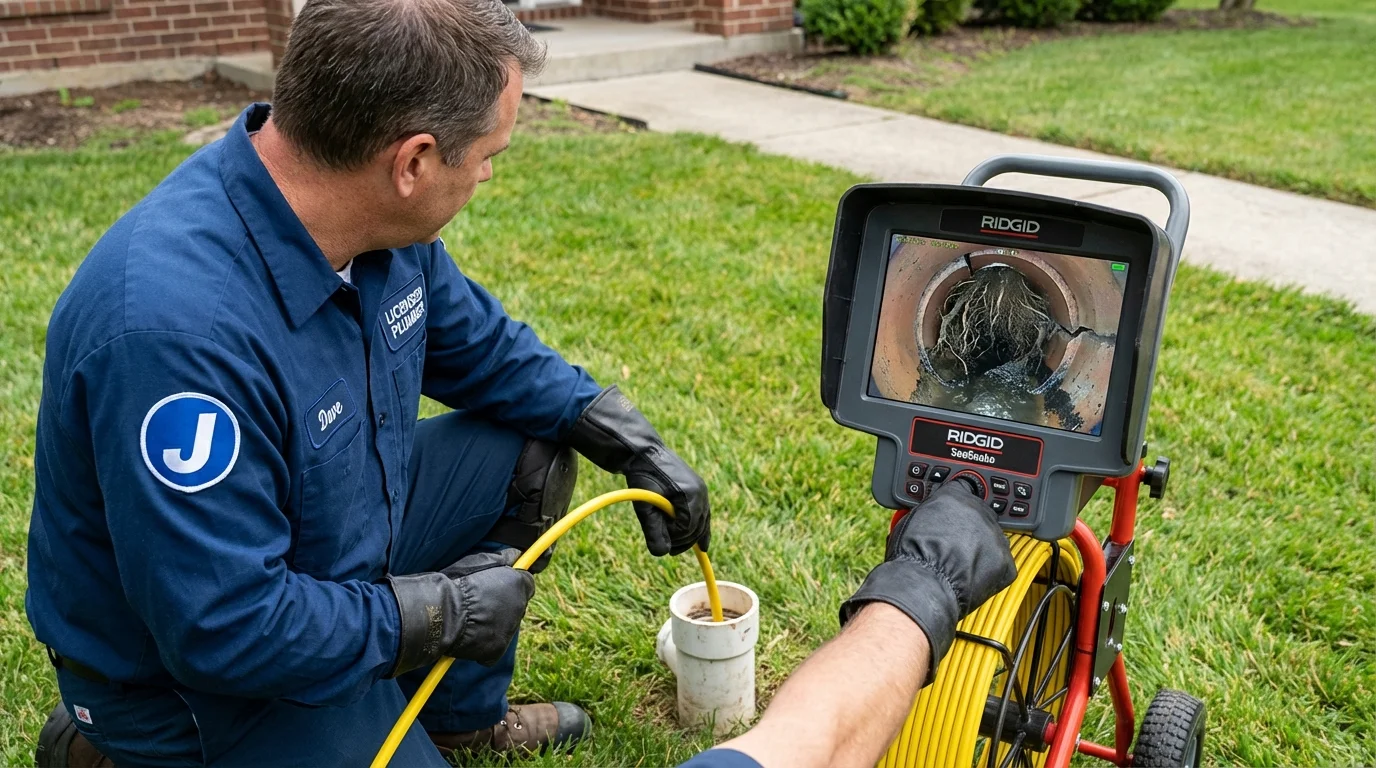 Sewer camera inspection being performed by Johns Plumbing LLC in Berkley